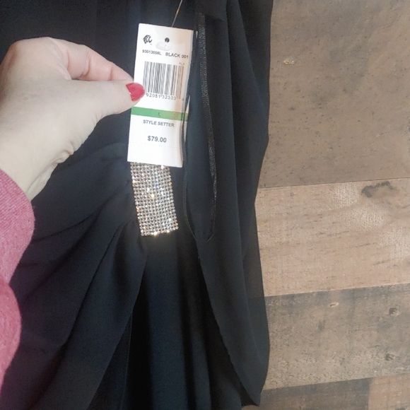 Elegant Black Dress with Silver Accents. MSK NWT size LG - Picture 7 of 12
